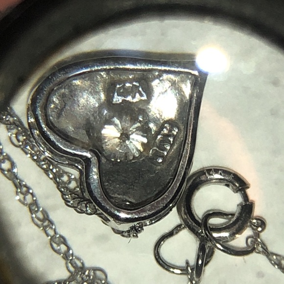 Solid 14K White Gold Natural Diamond Heart Pendant Neck Chain Necklace - Picture 8 of 12